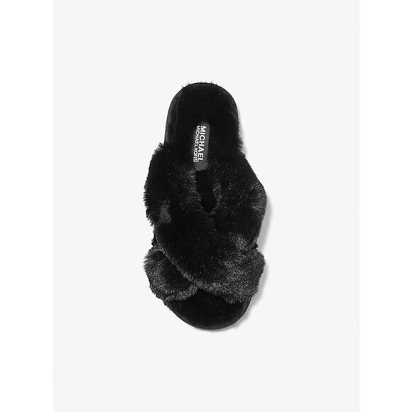 Michael Kors Lala Furry Slippers Allover Faux-Fur Slip-On Black Size 9 NWOT - Picture 8 of 8